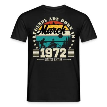 März 1972. Geburtstagsgeschenk März 1972. - Männer T-Shirt - Schwarz - Vorne - AI Model Male 178 light (178cm)