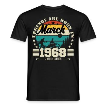 Mars 1968. Cadeau d'anniversaire mars 1968. - T-shirt homme - noir - Devant - AI Model Male 178 light (178cm)