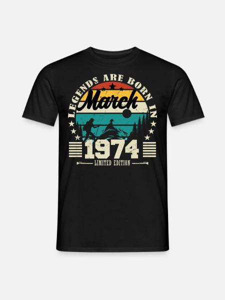 März 1974. Geburtstagsgeschenk März 1974. - Männer T-Shirt - Schwarz