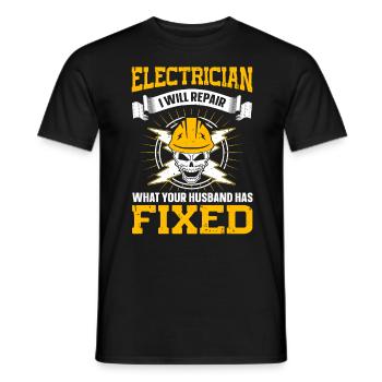Nous vous allumons toujours électricien - T-shirt homme - noir - Devant - AI Model Male 178 light (178cm)