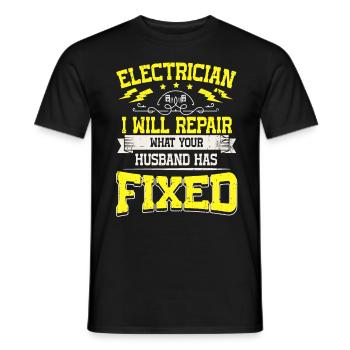Nous vous allumons toujours électricien - T-shirt homme - noir - Devant - AI Model Male 178 light (178cm)