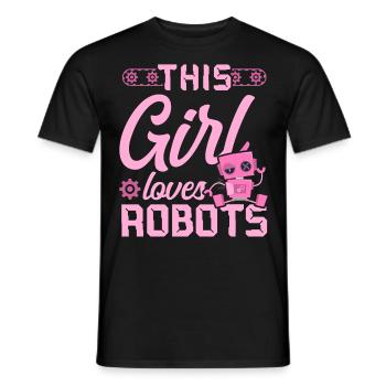 Robot Robotics Engineer Girl This - Men's T-Shirt - black - Front - AI Model Male 178 light (178cm)