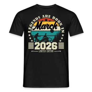 March 2026. Birthday gift March 2026. - Men's T-Shirt - black - Front - AI Model Male 178 light (178cm)