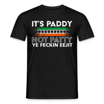 It's Paddy not Patty St. Patrick's Day Ireland - Men's T-Shirt - black - Front - AI Model Male 178 light (178cm)