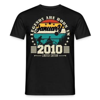 Janvier 2010. Cadeau d'anniversaire janvier 2010. - T-shirt homme - noir - Devant - AI Model Male 178 light (178cm)
