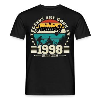 Janvier 1998. Cadeau d'anniversaire janvier 1998. - T-shirt homme - noir - Devant - AI Model Male 178 light (178cm)