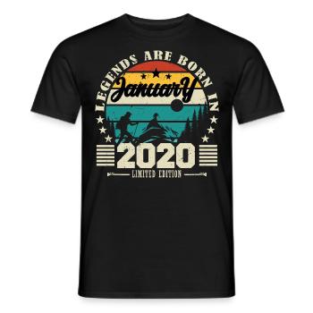 Janvier 2020. Cadeau d'anniversaire janvier 2020. - T-shirt homme - noir - Devant - AI Model Male 178 light (178cm)