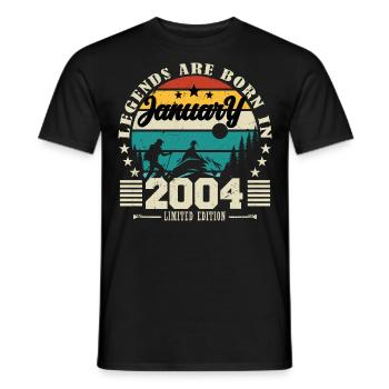 Janvier 2004. Cadeau d'anniversaire janvier 2004. - T-shirt homme - noir - Devant - AI Model Male 178 light (178cm)
