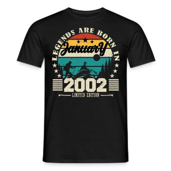 Janvier 2002. Cadeau d'anniversaire janvier 2002. - T-shirt homme - noir - Devant - AI Model Male 178 light (178cm)