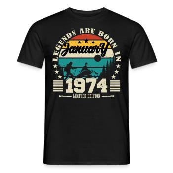 Januar 1974. Geburtstagsgeschenk Januar 1974. - Männer T-Shirt - Schwarz - Vorne - AI Model Male 178 light (178cm)