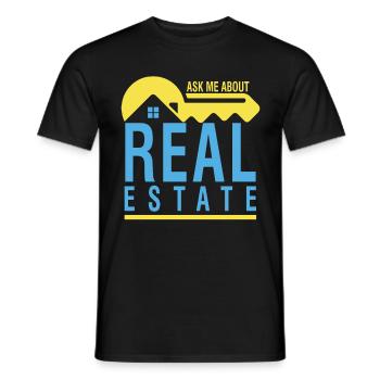 Posez-moi des questions sur le mode de vie d’Immobilienmakle - T-shirt homme - noir - Devant - AI Model Male 178 light (178cm)