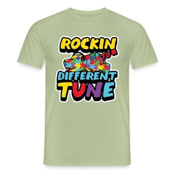 Rocking to A Different Tune Musiker Musikliebhaber - Männer T-Shirt - Sage - Vorne - AI Model Male 178 light (178cm)
