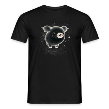 ghost pig black - Men's T-Shirt - black - Front - AI Model Male 178 light (178cm)