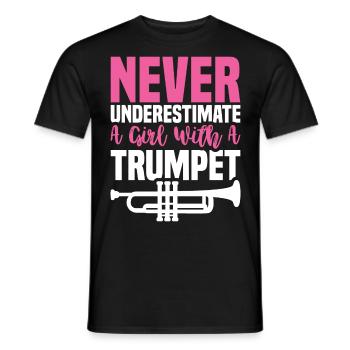 Funny Never Under Estimate A Girl With A Trumpet F - Men's T-Shirt - black - Front - AI Model Male 178 light (178cm)