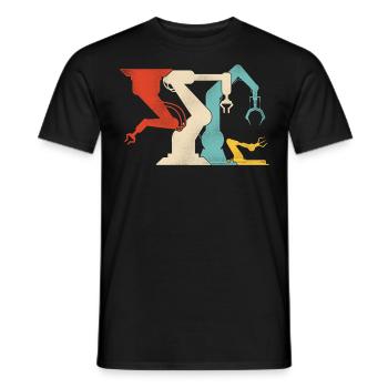 Robot Robotics Engineer Retro - Men's T-Shirt - black - Front - AI Model Male 178 light (178cm)