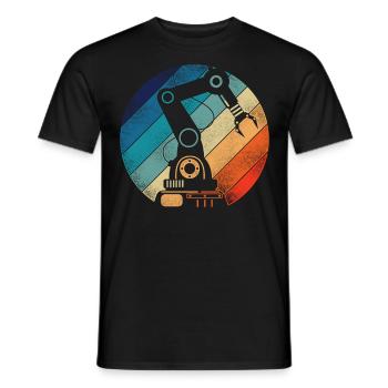Robot Robotics Engineer Retro - Men's T-Shirt - black - Front - AI Model Male 178 light (178cm)