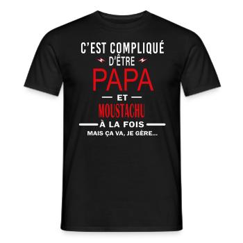 papa Et MOUSTACHU cadeau citation - T-shirt homme - noir - Devant - AI Model Male 178 light (178cm)