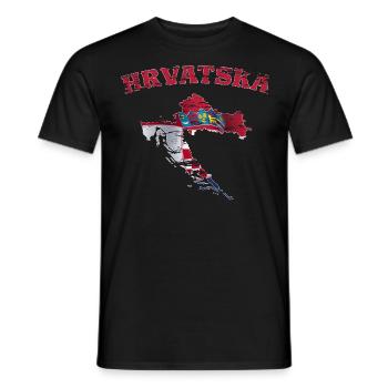 Croatia Flag Map used - Men's T-Shirt - black - Front - AI Model Male 178 light (178cm)