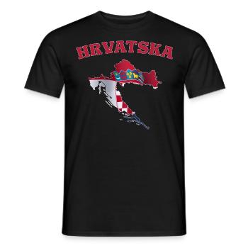 Croatia Flag Map - Men's T-Shirt - black - Front - AI Model Male 178 light (178cm)