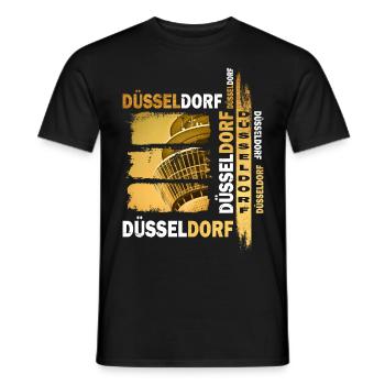 Dusseldorf Skyline Gold Allemagne Ville Grunge - T-shirt homme - noir - Devant - AI Model Male 178 light (178cm)