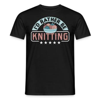 Handmade knitting funny knitting saying - Men's T-Shirt - black - Front - AI Model Male 178 light (178cm)