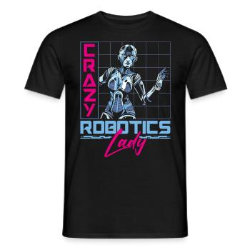 Robot Robotics Engineer Female - Men's T-Shirt - black - Front - AI Model Male 178 light (178cm)