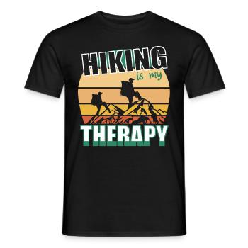 La randonnée est ma thérapie Trekking backback hike - T-shirt homme - noir - Devant - AI Model Male 178 light (178cm)