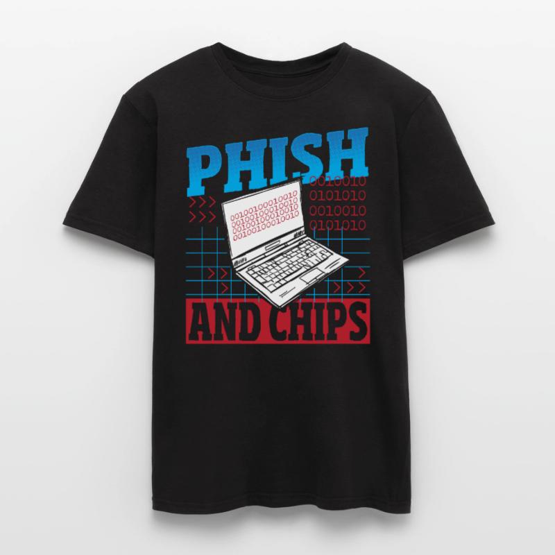 Phish and Chips Hacker Hacking Internet Network T-shirt homme