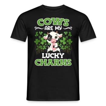 Cows are my lucky charms Farmer Cattle breeders - Men's T-Shirt - black - Front - AI Model Male 178 light (178cm)