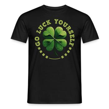 Go luck yourself St Patrick's Day Clover - Men's T-Shirt - black - Front - AI Model Male 178 light (178cm)