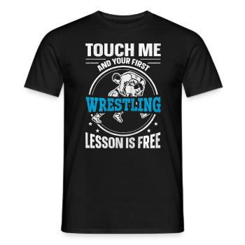 Touchez-moi et votre première leçon de lutte est gratuite - T-shirt homme - noir - Devant - AI Model Male 178 light (178cm)