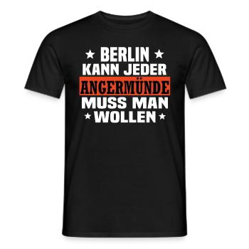 Angermünde - Männer T-Shirt - Schwarz - Vorne - AI Model Male 178 light (178cm)