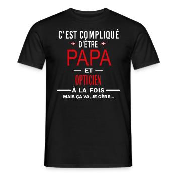 papa Et OPTICIEN cadeau citation - T-shirt homme - noir - Devant - AI Model Male 178 light (178cm)