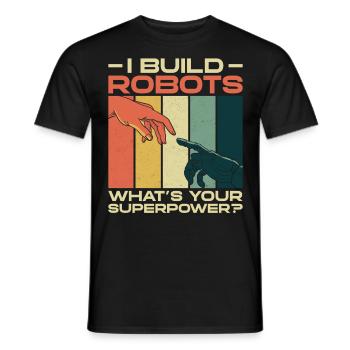 Robot Robotics Engineer Retro - Männer T-Shirt - Schwarz - Vorne - AI Model Male 178 light (178cm)