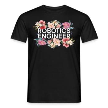 Robot Robotics Engineer Flower - Men's T-Shirt - black - Front - AI Model Male 178 light (178cm)