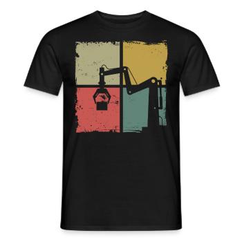 Robot Robotics Engineer Retro - Men's T-Shirt - black - Front - AI Model Male 178 light (178cm)