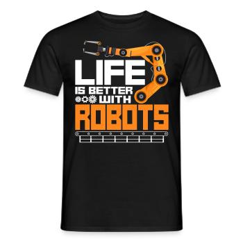 Robot Robotics Engineer Vintage - Männer T-Shirt - Schwarz - Vorne - AI Model Male 178 light (178cm)