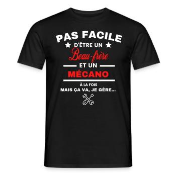 pas facile d'être Mécano et Beau-frère - T-shirt homme - noir - Devant - AI Model Male 178 light (178cm)
