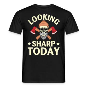 Funny Looking Sharp Today For Axe Thrower - Men's T-Shirt - black - Front - AI Model Male 178 light (178cm)