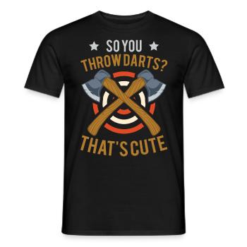 C’est drôle Alors tu lances des fléchettes ? C’est mignon pour Axe Thro - T-shirt homme - noir - Devant - AI Model Male 178 light (178cm)