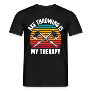 Funny Axe Throwing Is My Therapy - Men's T-Shirt - black - Front - AI Model Male 178 light (178cm)