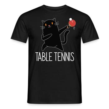 Table Tennis Katze Pingpong Black Cat Outfit - T-shirt homme - noir - Devant - AI Model Male 178 light (178cm)