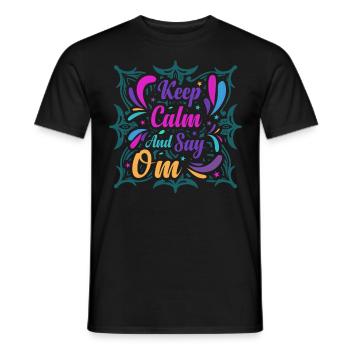 Keep Calm and Say OM Yoga - Männer T-Shirt - Schwarz - Vorne - AI Model Male 178 light (178cm)