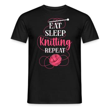 Knitting Knitter Eat Sleep - Männer T-Shirt - Schwarz - Vorne - AI Model Male 178 light (178cm)