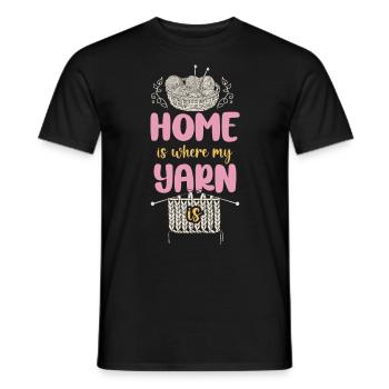 Tricoter Tricoter à la maison est l’endroit où mon - T-shirt homme - noir - Devant - AI Model Male 178 light (178cm)