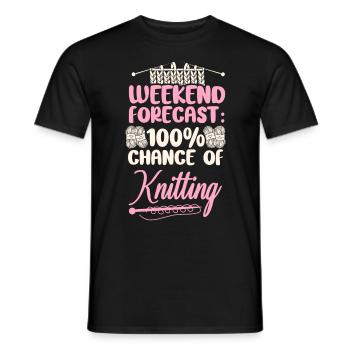 Knitting Knitter Weekend Forecast: - Männer T-Shirt - Schwarz - Vorne - AI Model Male 178 light (178cm)