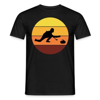 Stone Curling Winter Sport 80s Style Retro Vintage - Men's T-Shirt - black - Front - AI Model Male 178 light (178cm)