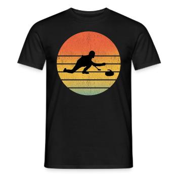 Stone Curling Winter Sport 80s Style Retro Vintage - Men's T-Shirt - black - Front - AI Model Male 178 light (178cm)
