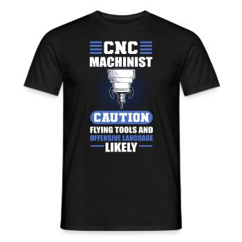 CNC Machinist Caution Flying Tools CNC Operator - Men's T-Shirt - black - Front - AI Model Male 178 light (178cm)