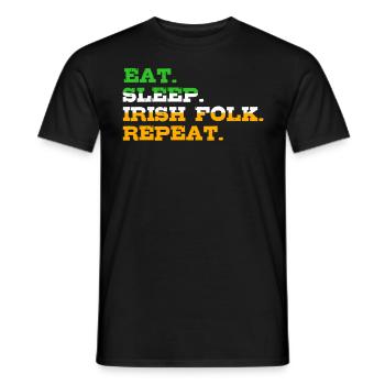 Manger Dormir Irlandais Folk Répéter la Saint-Patrick - T-shirt homme - noir - Devant - AI Model Male 178 light (178cm)